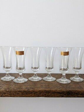 Vintage Genuine Crystal Cordial Glasses Made in England Footed Shot Glass Set